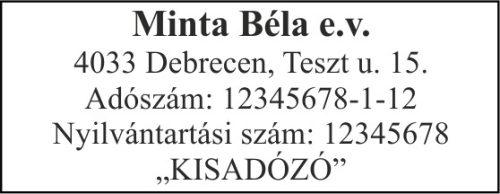 Trodat 4912 cégbélyegző lenyomat minta – cégnév, cím, adószám, 47x18 mm, 5 soros elrendezés