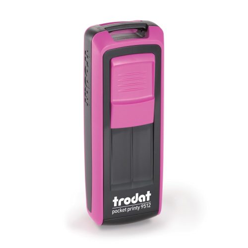 Trodat Pocket Printy 9512 Ecoblack–Fukszia zsebbélyegző zárt állapotban	