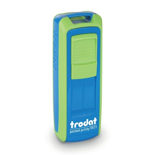 Trodat 9511 Zöld–Kék zsebbélyegző – oldalnézet	