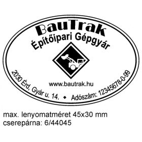 Szöveglemez 45 x 30 mm oválbélyegzőhöz