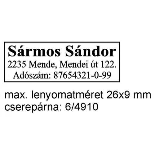Trodat 4910 lenyomat minta – 3 soros, 26×9 mm